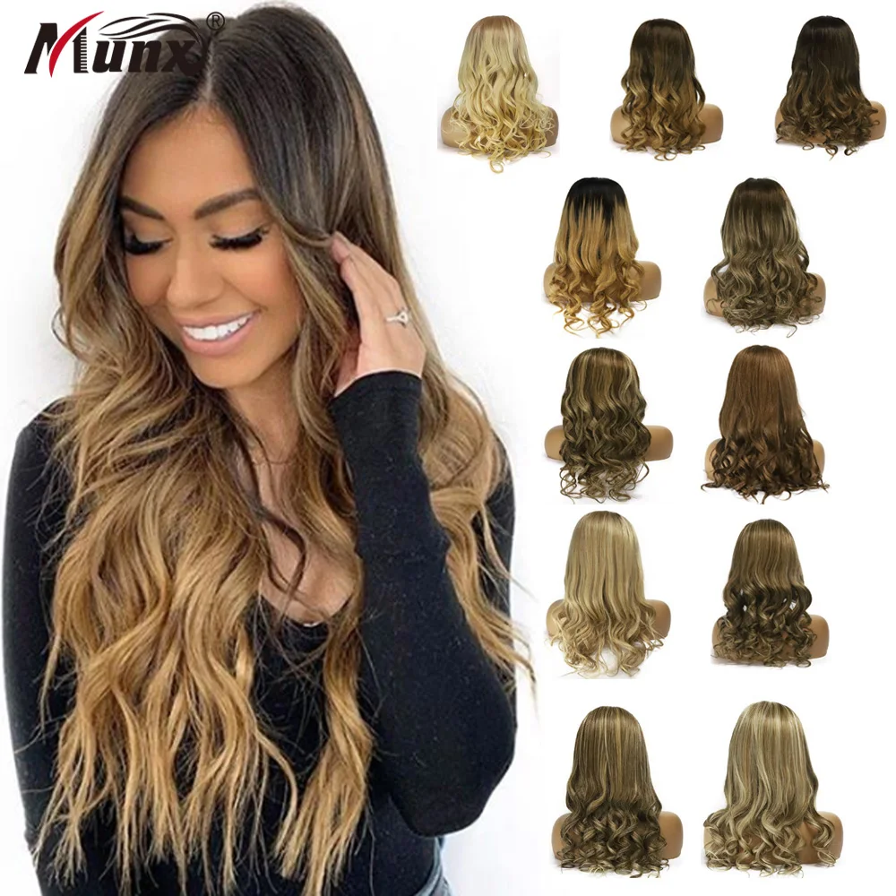 Highlight Lace Front Human Hair Wigs Ombre Long Natural Wave Wig 13x4 Free Part Lace Frontal Wigs with Baby Hair for Black Women