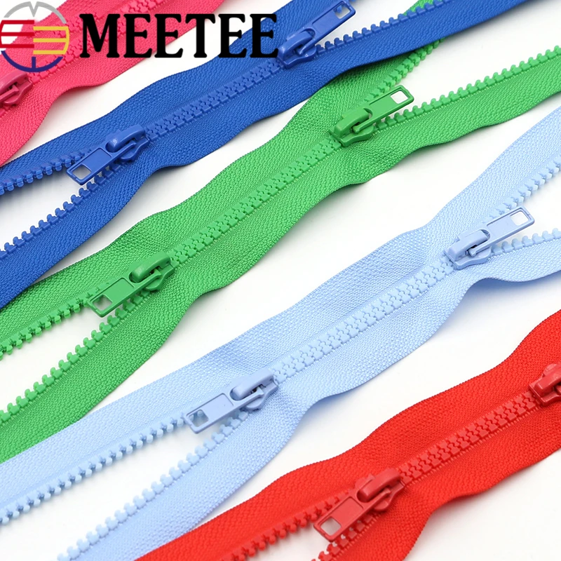 2 шт. Meetee 5 # двойная открытая молния из смолы молнии 50-200 см пуховик/пальто сумки