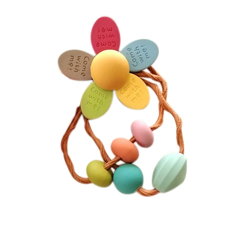 

Colorful Resin Flower Hair Rope Female Candy Color Elastic Rubber Band Headdress Women Girls Hair Ties Ring Hair Accessories