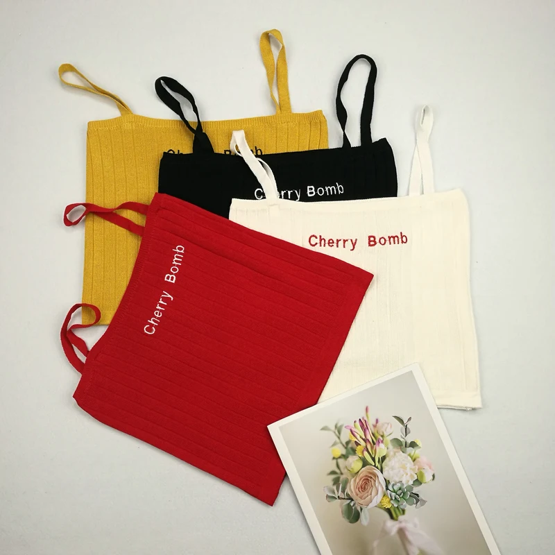 Женский топ с подтяжками пикантный Трикотажный жилет на бретелях-спагетти