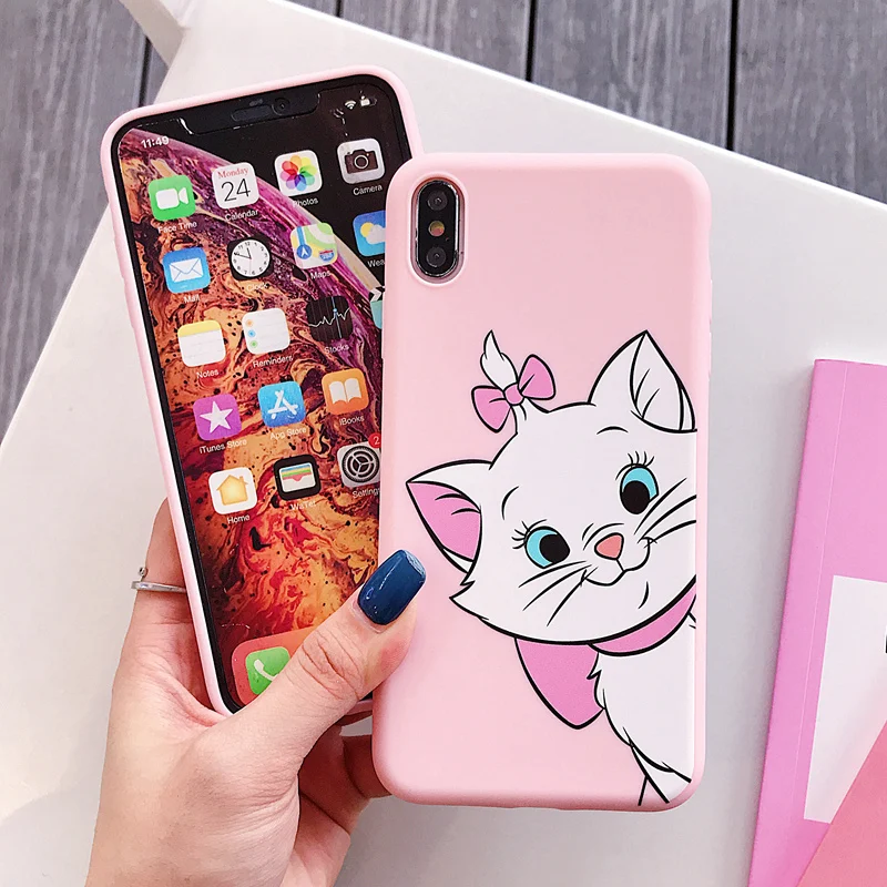 Милый мультяшный чехол Marie Cat для iPhone 11 Pro Max 6 6S 7 8 Plus SE 2020 TPU силиконовый XS XR X задняя