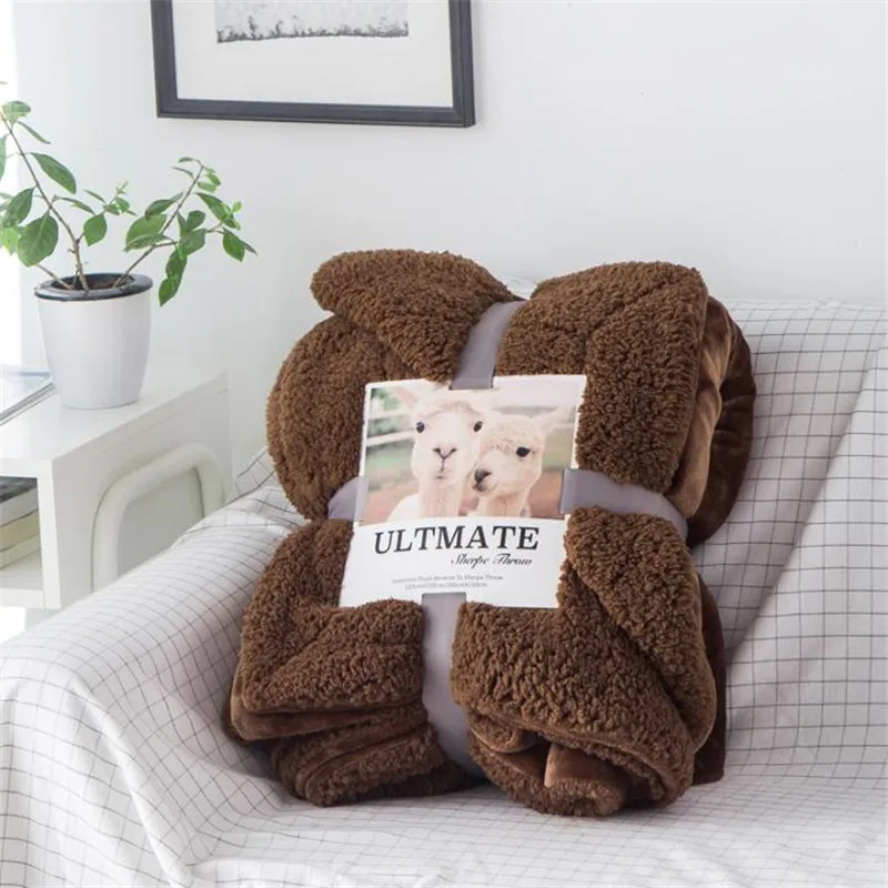 AB сбоку зимняя кашемировая Одеяло однотонные Цвет Теплые мягкие флисовые одеяла