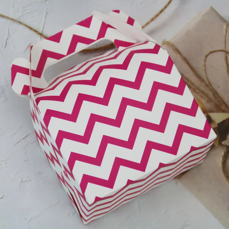 Candy Cookie Gift Packaging Favor Gift Box With Handle Christmas Polka Dot Birthday