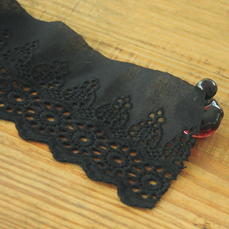 5 ярдов/Лот черный чистый хлопок кружевная отделка пояс вышивка детская одежда