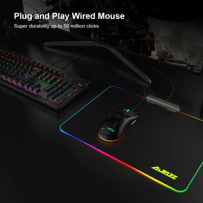 Игровая мышь Ajazz AJ390 с полым дизайном в виде сот цветной светодиодный светильник