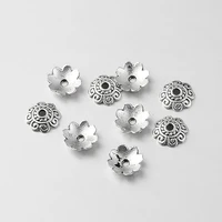 100pcs 8mm tibetan style alloy flower bead caps for jewelry making findings diy accessories antique silver color
