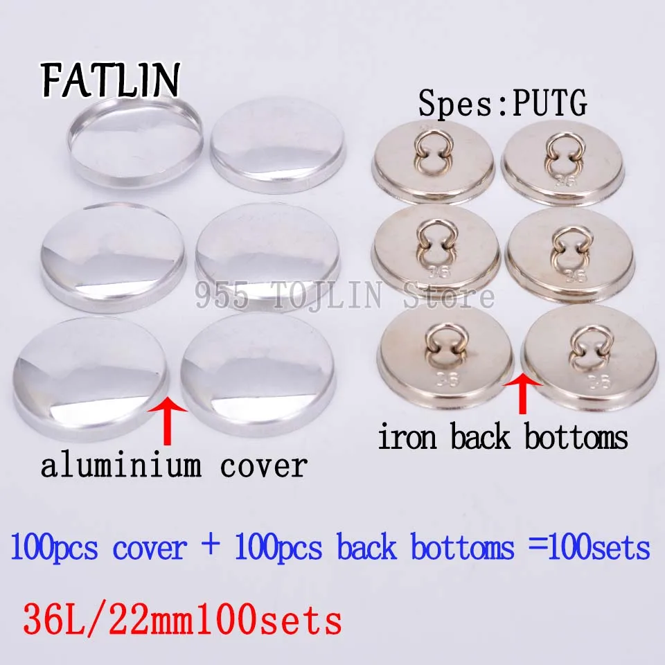 36L100sets buttons F 100 комплектов 36L алюминиевая покрытая ткань пуговицы ручной работы металлическая Форма для хлеба круглая Ткань FATLIN - Цвет: 36L100sets buttons F