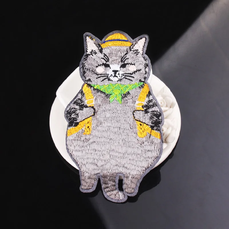 Нашивки сделай сам с милым котом Высококачественная вышивка нашивка для одежды