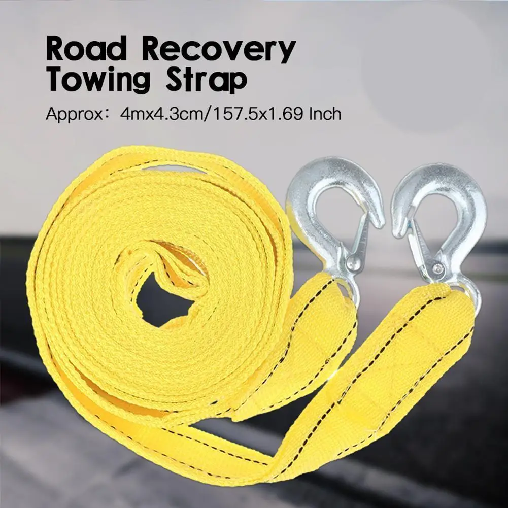 

5m 8 Tons Winch Tow Cable Tow Strap Car Towing Rope With Hooks For Heavy Duty Car Emergency Off Road Emergency Tow Rope Yel P1s1