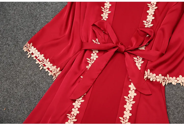 

2021 New 5PCS Pajamas Set Sexy Sleepwear Satin Nightgown Women Robe Kimono Gown Lace Nightwear Loungewear Bathrobe With Pads XXL