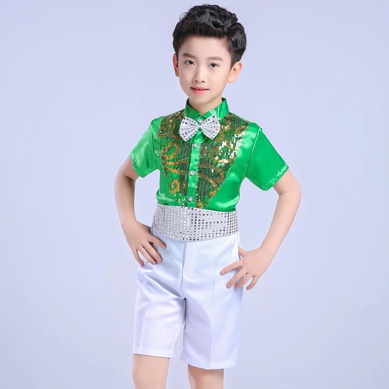 Children's jazz Latin dance clothes boys girls stage performance pettiskirt toddler chorus green princess skirt |