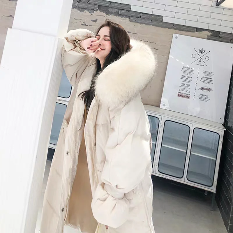 Свободная Повседневная куртка большого размера толстый теплый пуховик