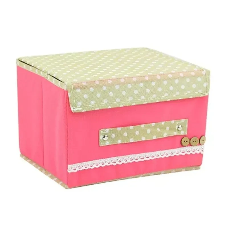 

1 PC Home Essential Trumpet Pastoral Cloth Buckle Clothing Storage Box Finishing Debris Box Storage Box Buttoned Box