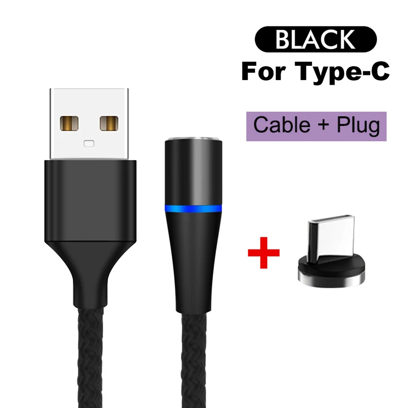 For Type C Black Магнитный usb-кабель для быстрой зарядки USB type C кабель магнитное зарядное устройство Micro usb кабель для телефона USB шнур поддержка передачи данных - Цвет: For Type C Black