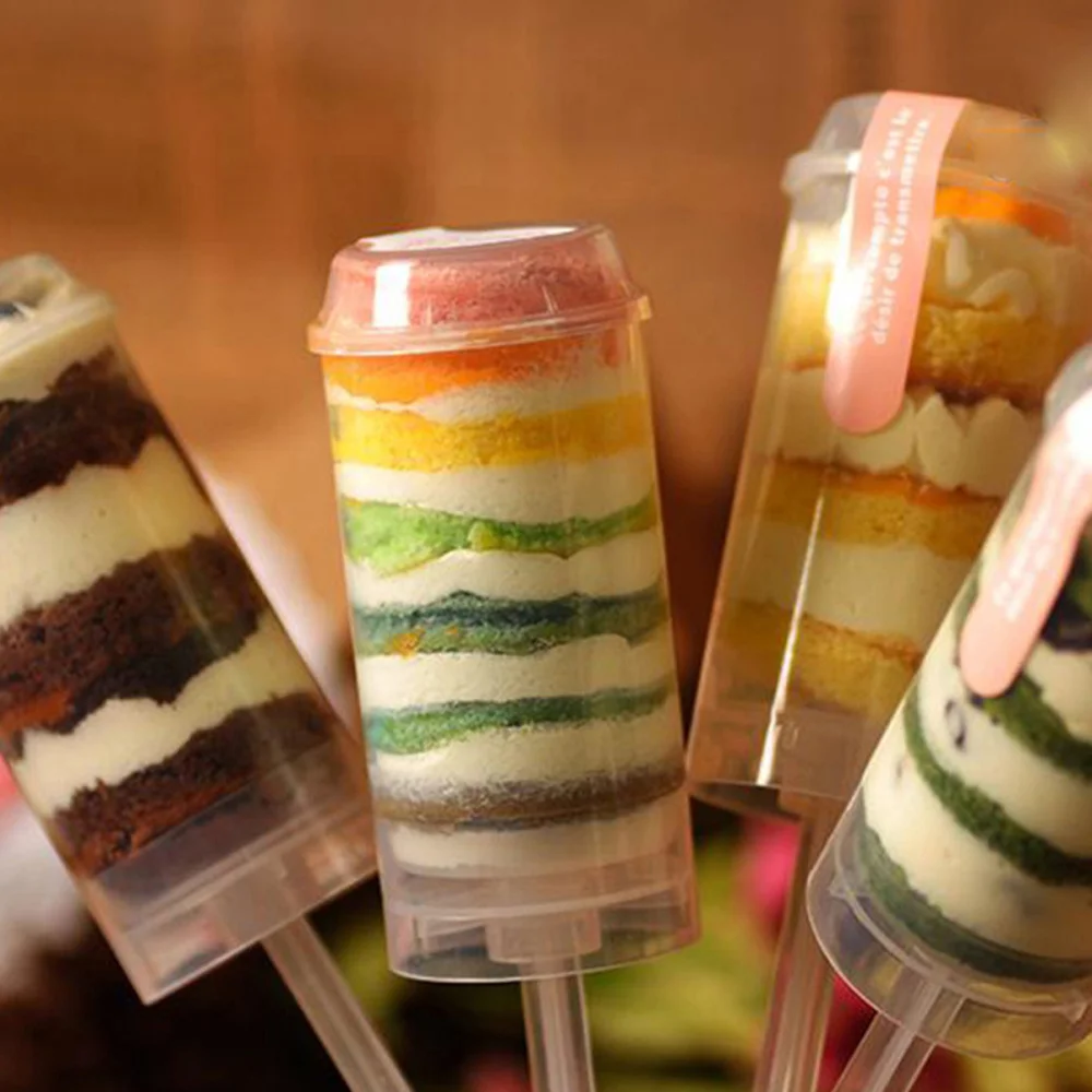 

10pcs Pushable Cake Holders Push Cake Molder Rainbow Cake Pusher Push Pops Containers with Lids