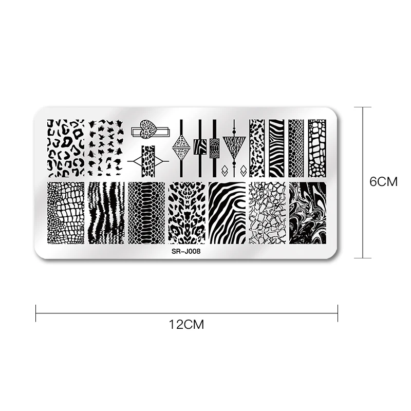 Набор штампованных пластин для ногтей с цветами и животными геометрический