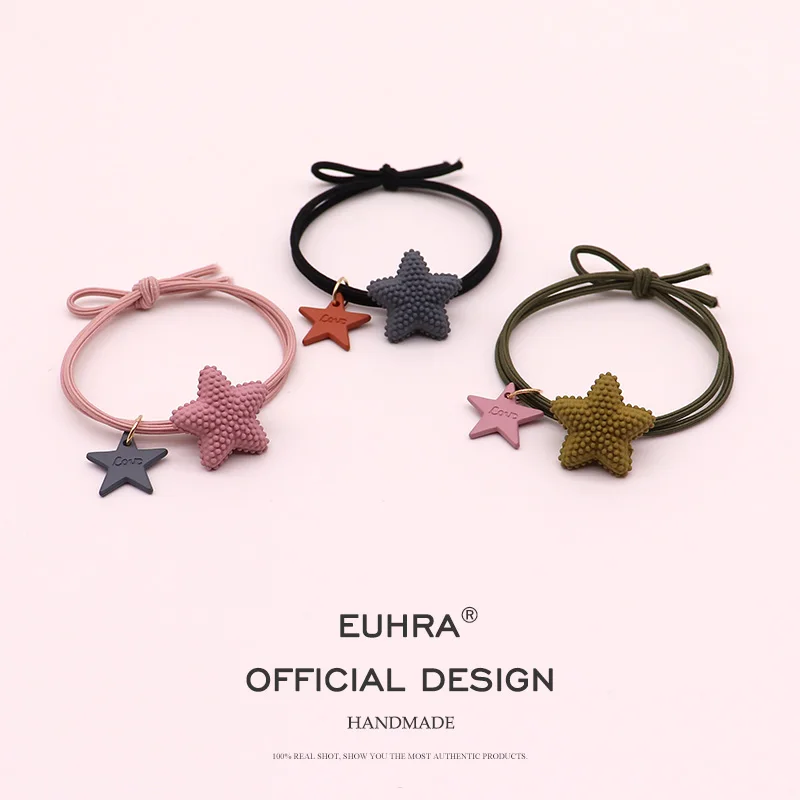 EUHRA 5 цветов Bump Star Pentagram с биркой эластичные резинки для волос женская лента для волос Детские аксессуары для волос резинка