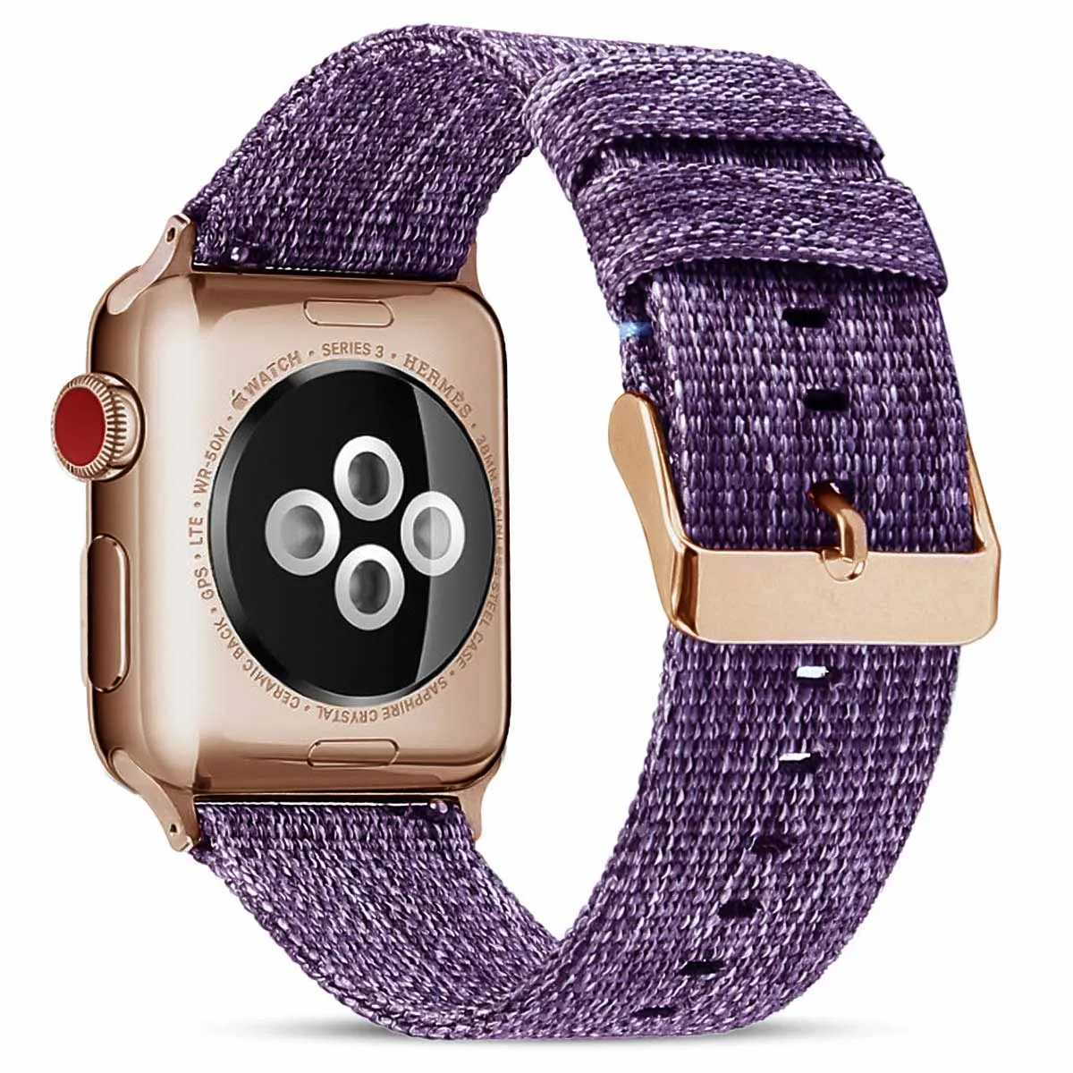 Фиолетовый Тканый нейлоновый ремешок для наручных часов Apple Watch серии 3/2/1 38 мм 42 мм дышащий сменный ремешок Спортивные петли для наручных часов iwatch серии 5 4 40 мм 44 мм - Цвет ремешка: Фиолетовый