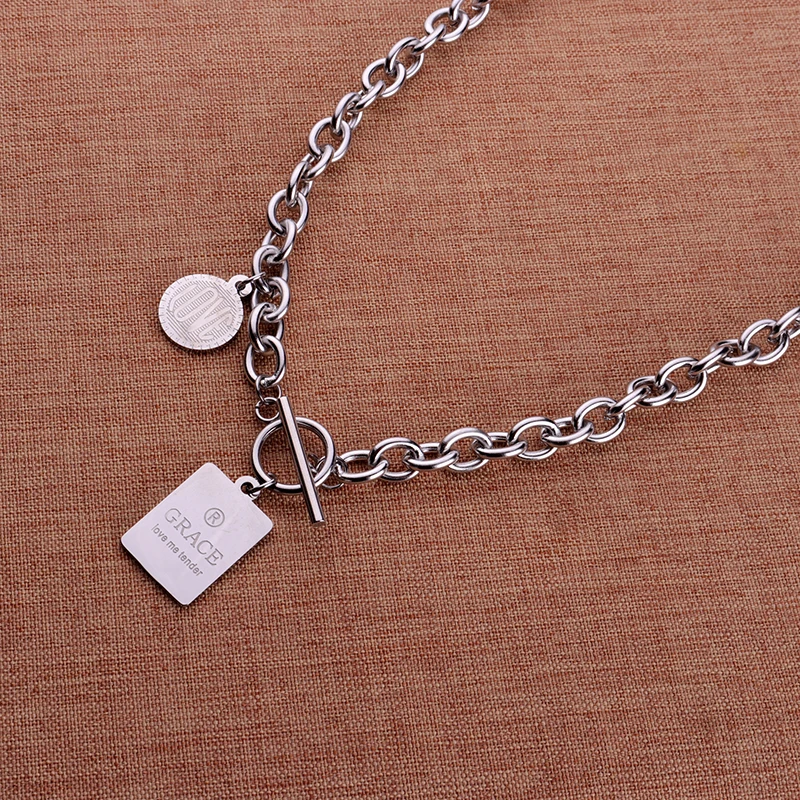 Ожерелье из нержавеющей стали с индивидуальной биркой для мужчин и женщин кулон