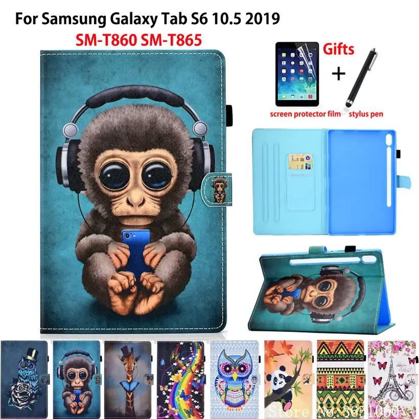 Чехол для Samsung Galaxy Tab S6 10 5 чехол с подставкой и мультяшной обезьяной планшета SM T860