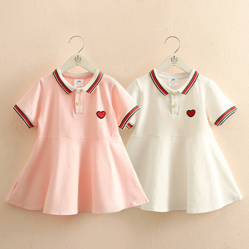 

Baby Love-Shape Print Dress 2020 Summer New Girls' Clothing Children's Lapel Dress