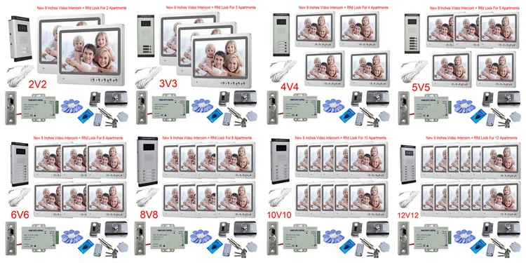 " домофонами для квартиры, 2/3/4/5/6 Multi квартиры дверной звонок с Rfid Карты Электронный замок двери ворот двери внутренной связи Камера
