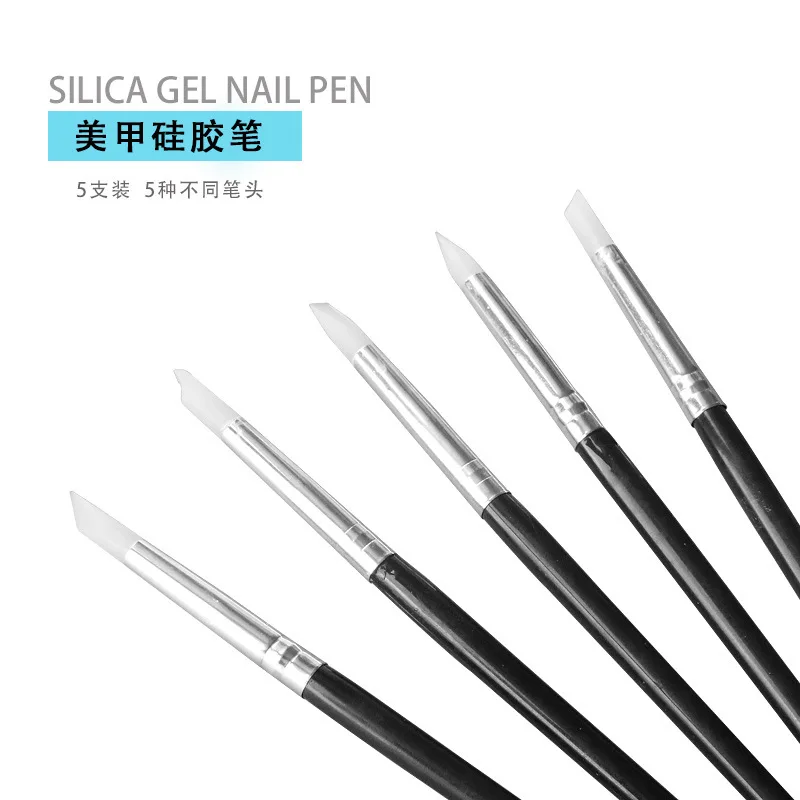 

Five black-pole silica gel pens for manicure carving and embossing