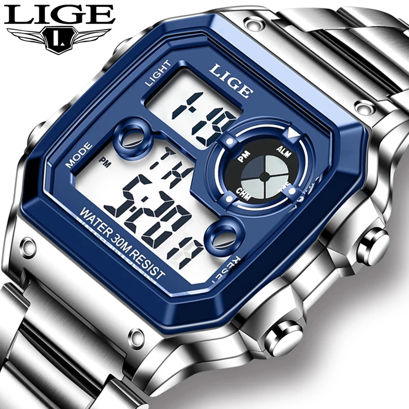 

Electronic Watch Men Sport Waterproof Date Alarm Wristwatch 2021 LIGE New Fashion Mens Watches Top Brand Luxury Chronograph+Box