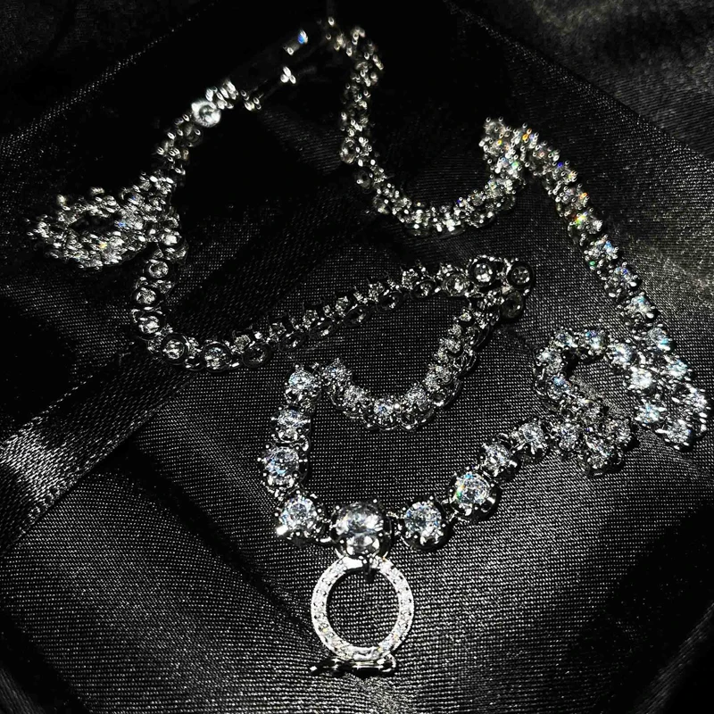 

Fashion Necklace S925 Silvery Claw Chain Full Inlay Shiny Zircon (It Can Be Used With Any Pendant) Women's Wedding Party Jewelry