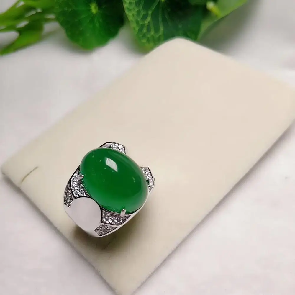 Кольцо из серебра S925 пробы с натуральным Изумрудом и агатом | Украшения