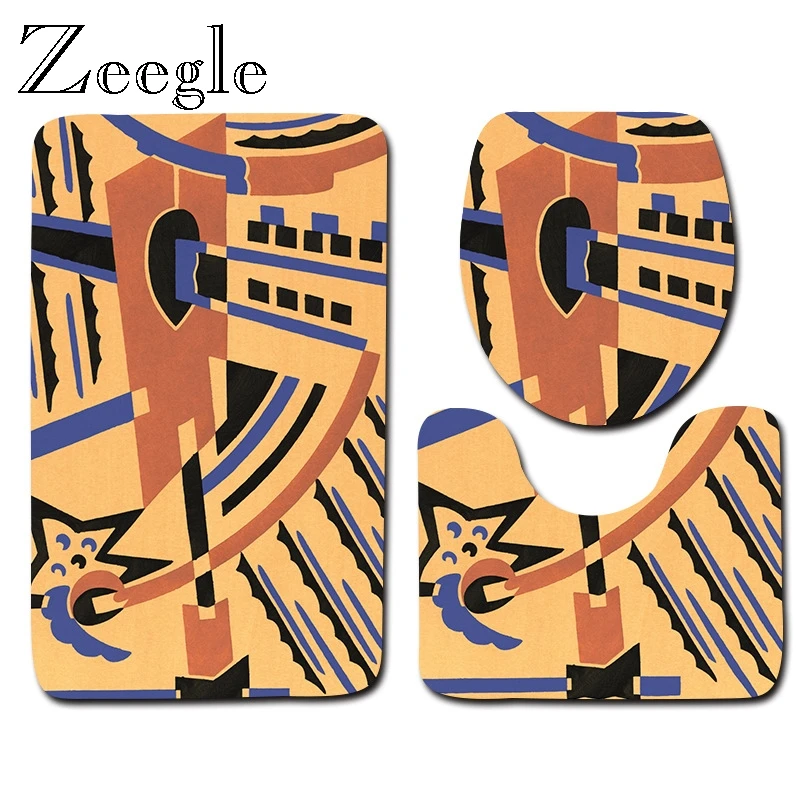 

Zeegle 3 шт. Набор ковриков для ванны Противоскользящий коврик для ванной комнаты коврик для туалета коврик для ног фланелевый мягкий чехол для...