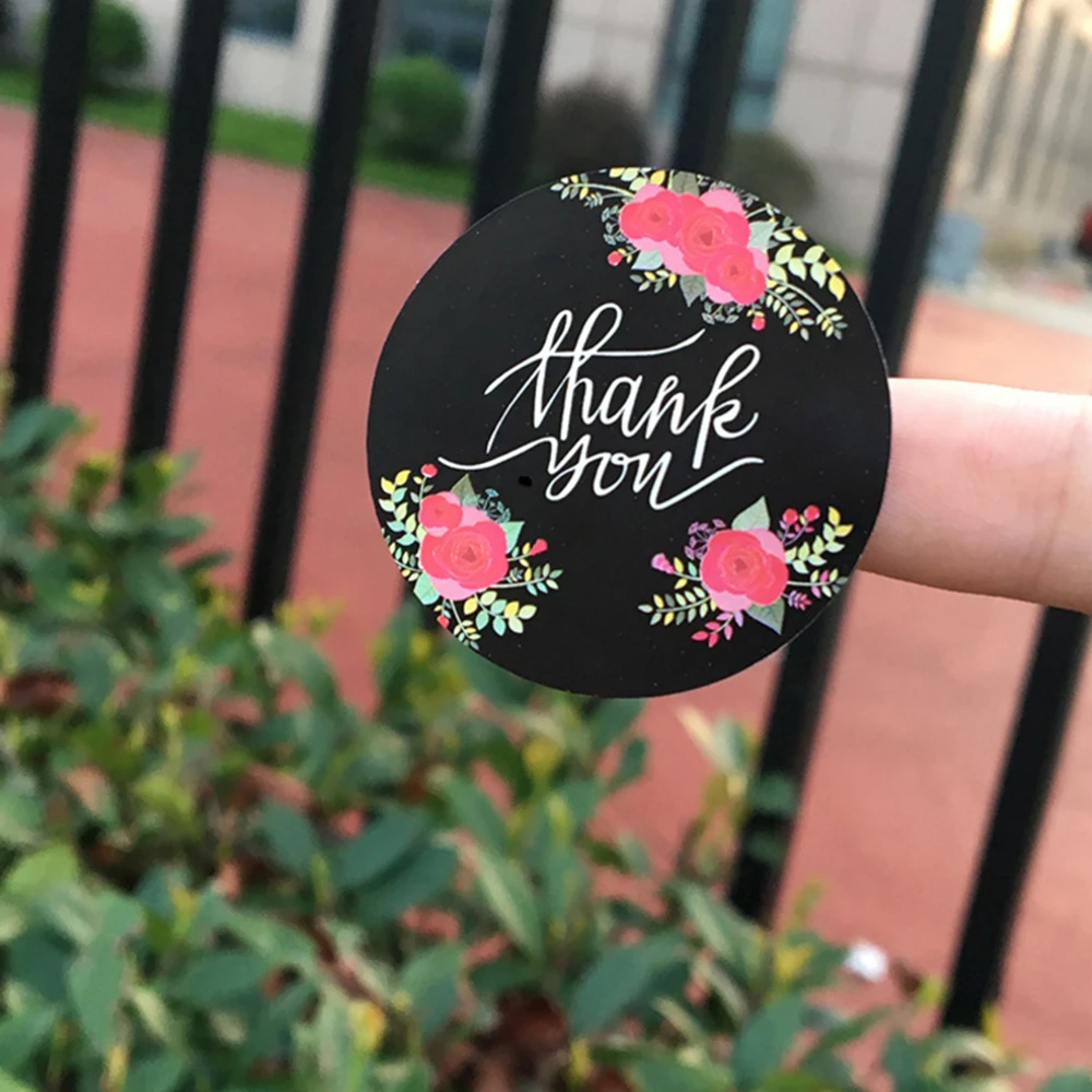 

120pcs/lot Cute Flower Thank You Series Round Seal Sticker Mutifunction DIY Decorative Gifts Package Labels for Baking