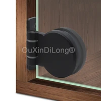 2pcs zinc alloy glass door hinge cupboard display wine cabinet door clamp home glass clamp furniture hardware black gf845