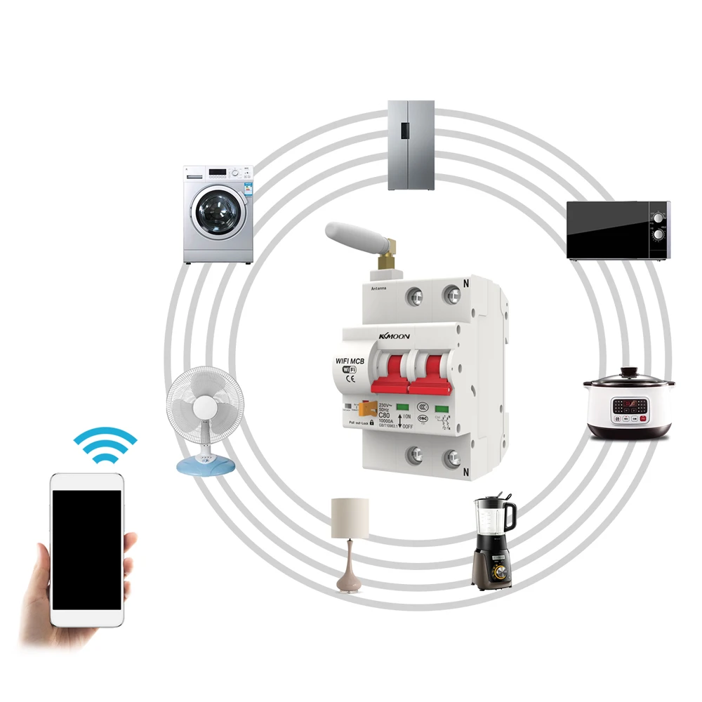 Новый 2P WiFi Интеллектуальный автоматический выключатель с контролем энергии и
