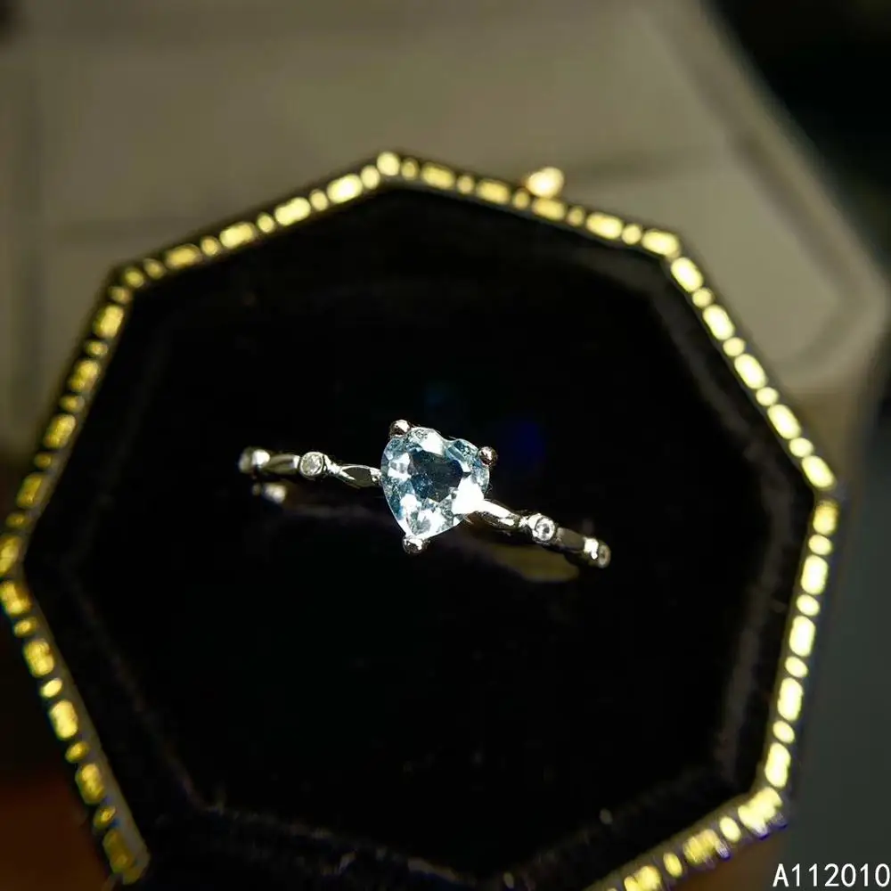 

KJJEAXCMY fine jewelry 925 sterling silver inlaid natural Gem crystal Aquamarine new girl Female ring vintage Support Detection