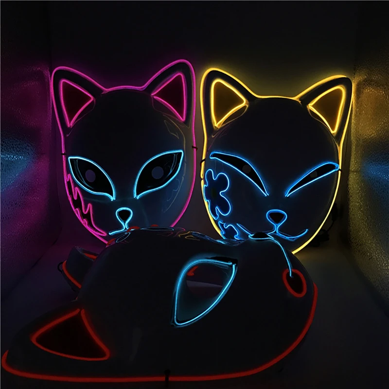 Demon Slayer Kimetsu LED Mask Props Sabito Halloween Party Light Masks for Adult Horror Led Up | Дом и сад