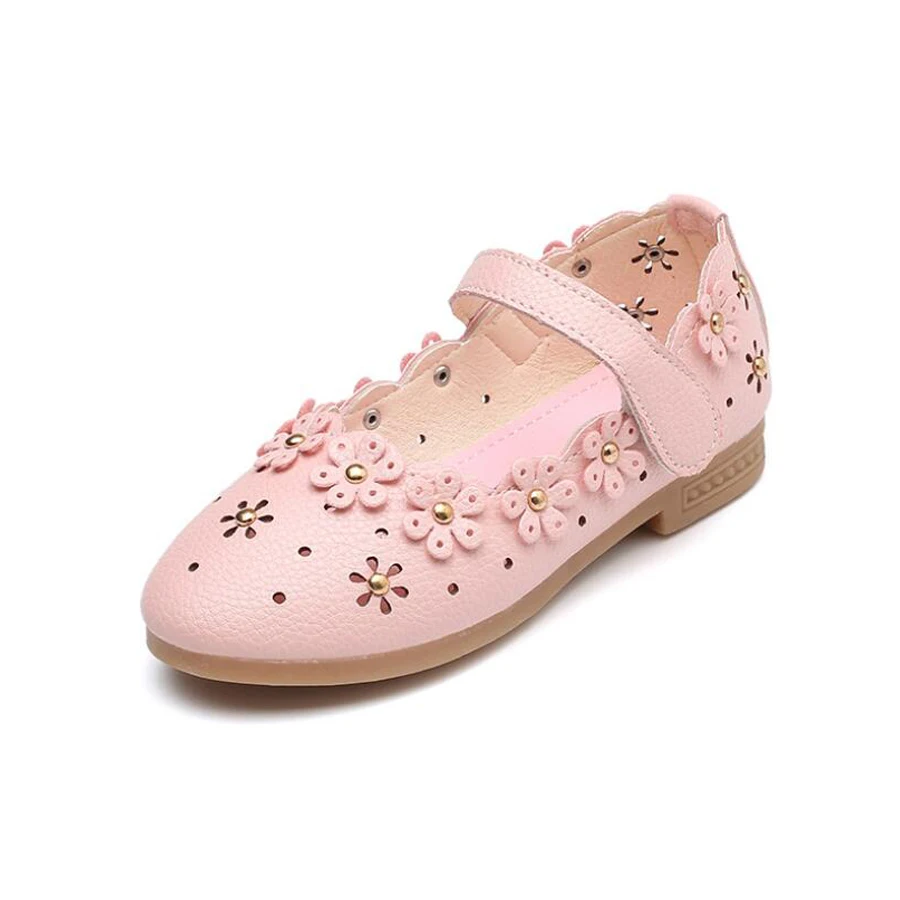 Детская обувь для девочек кожаная принцессы маленьких повседневная с цветами и