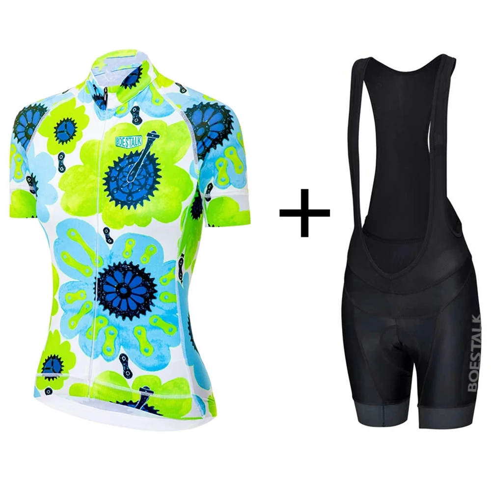 

2021boestalk hot sale cycling wear summer short-sleeved women's suit mountain bike clothes road bike cycling pants and equipment