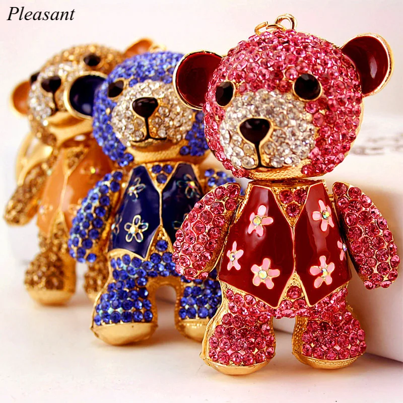 

Creative Cute Crystal Bear Keychain Ladies Bag Accessories Bear Keychain Metal Car Pendant Gift