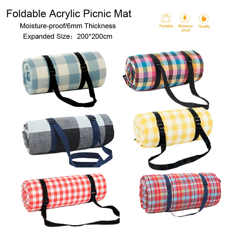 

200*200 см большой коврик для пикника складываемый Коврик для йоги плюшевый туристический матрас пляжное одеяло плед спальный коврик влагосто...