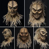 ghost scarecrow full head skull mask halloween decor creepy scary mask realistic monster mask masquerade supplies party props