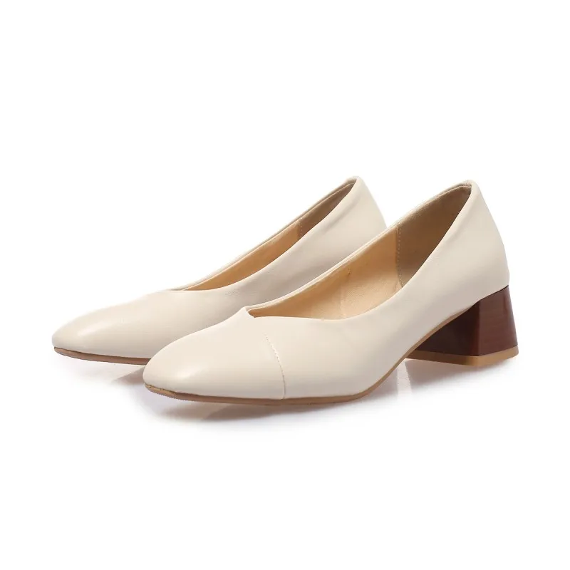 Женские туфли на высоком каблуке лодочки Тонкие с квадратным носком Большие
