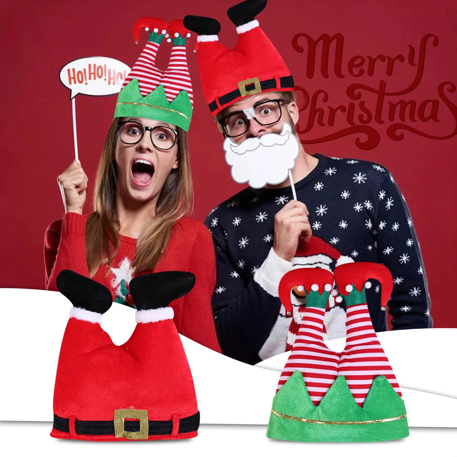 

New 2020 Christmas Hat Plush Elf Santa Hat Ornament Decoration Christmas cap Turkey hats New Year Xmas Party Props Decoration