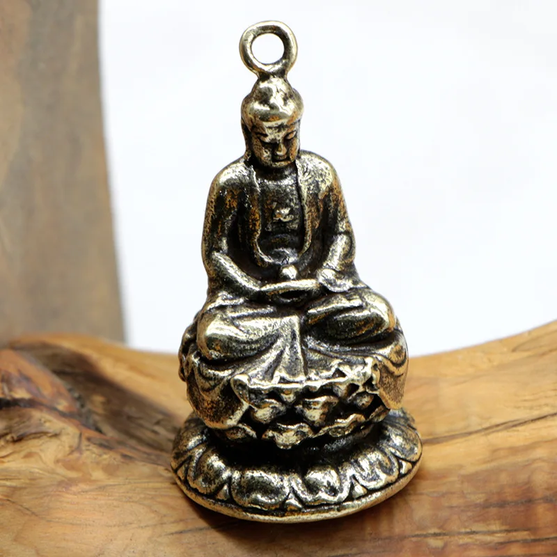 Антикварные фигурки гуанина бодхисаттвы из твердой латуни в стиле ретро медное