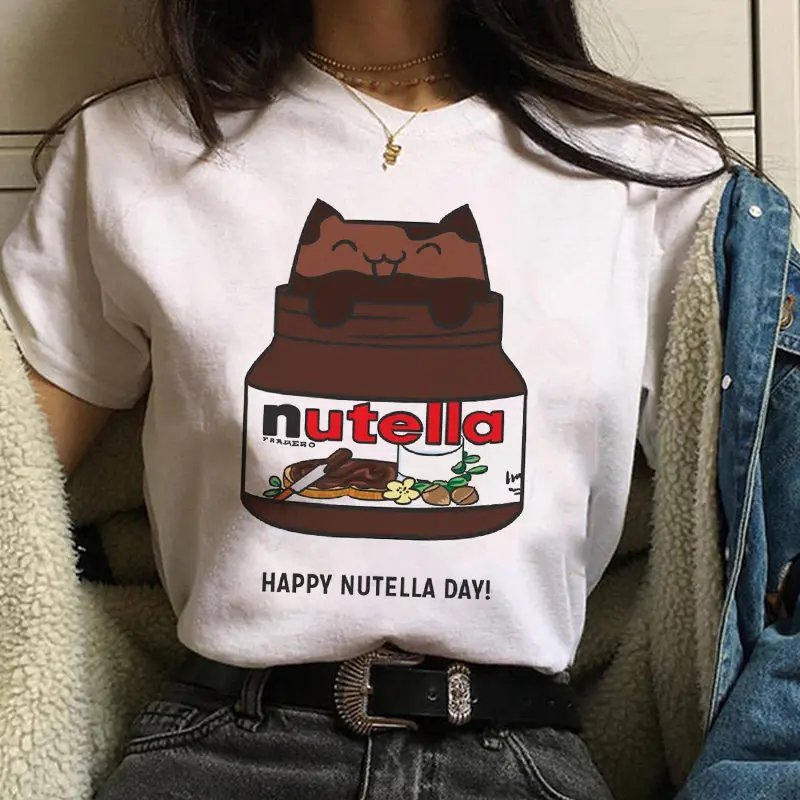 Женская футболка Nutella арахисовое масло с принтом персонажей из мультфильмов в