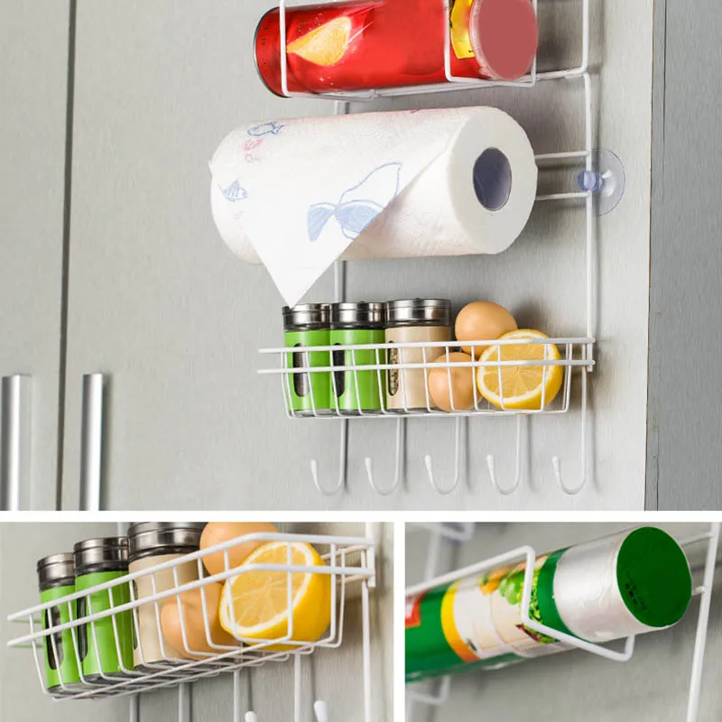 

1 pc Multilayer Kitchen Iron Storage Hanger Cabinet Door Refrigerator Side Shelf Rack Oganizer Tool Hanging Shelf