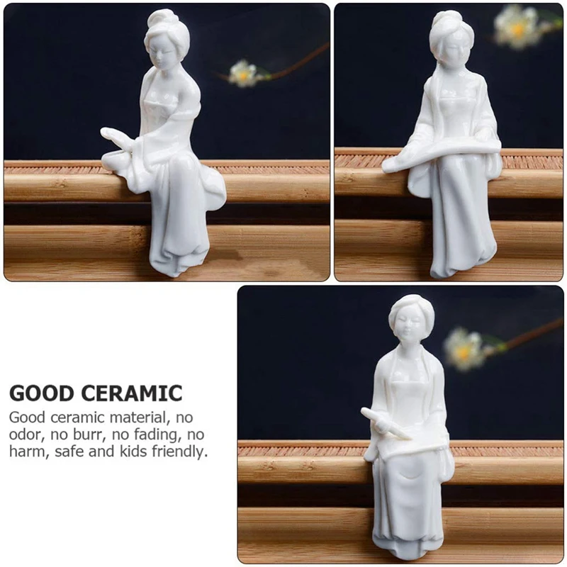 

4Pcs Ceramic Women Figurines Porcelain Yoga Meditation Statue Mini Fairy Garden Ornaments for Monthers Day