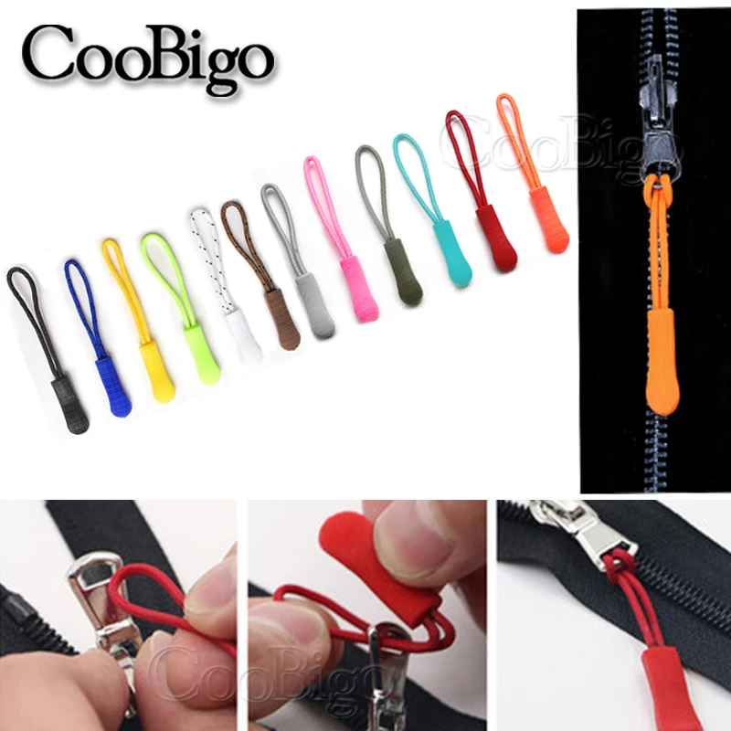 12 шт Черный застежка молния палатка рюкзак Tab сменный зажим подходит веревки тег