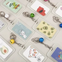 cute cartoon id credit bank card holder students bus card case lanyard door identity badge cards cover with keyring