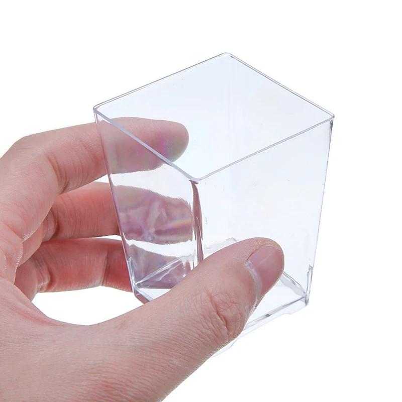 

50pcs 120ml Plastic Cup Square Disposable Food Cup Cake Dessert Cups Cube Pudding Mousses Jelly Container 5*5*7cm